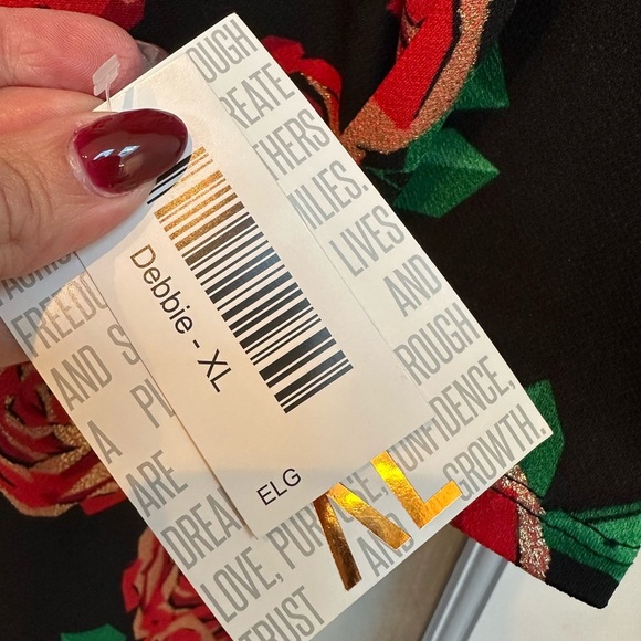 LuLaRoe Debbie Elegant Collection Metallic Rose Floral Midi Dress Size XL NWT - Picture 8 of 11